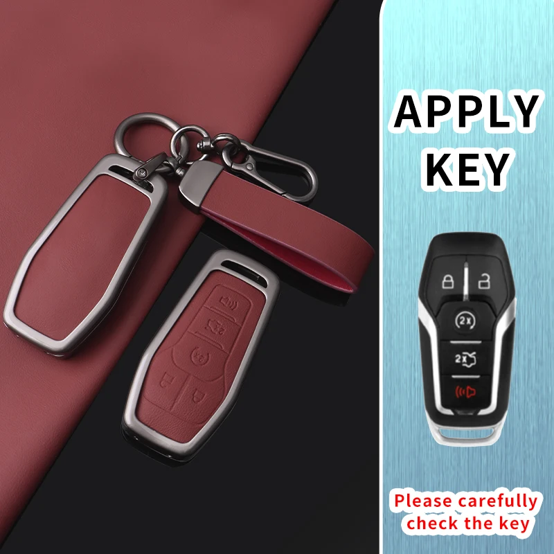 Wearproof Key Protective Shell Metal Leather Cover For Ford Kuga Mondeo Fusion Mustang Explorer Edge 2013-2018 Funda Para Llave