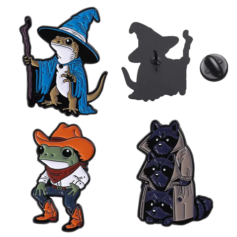 Lizard Wizard Enamel Pin Badges Punk Blue Animal Metal Brooches Decorate Clothes Backpack Pins Lapel Badge Funny Jewelry Gifts