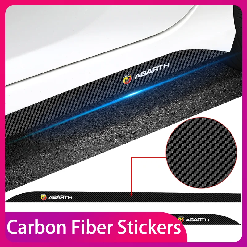 

2pcs Car Logo Carbon Fibre Side Decal Side Skirt Car Stickers Anti Scratch For Abbas Abarth Punto 125/500 Stilo Car Accessories