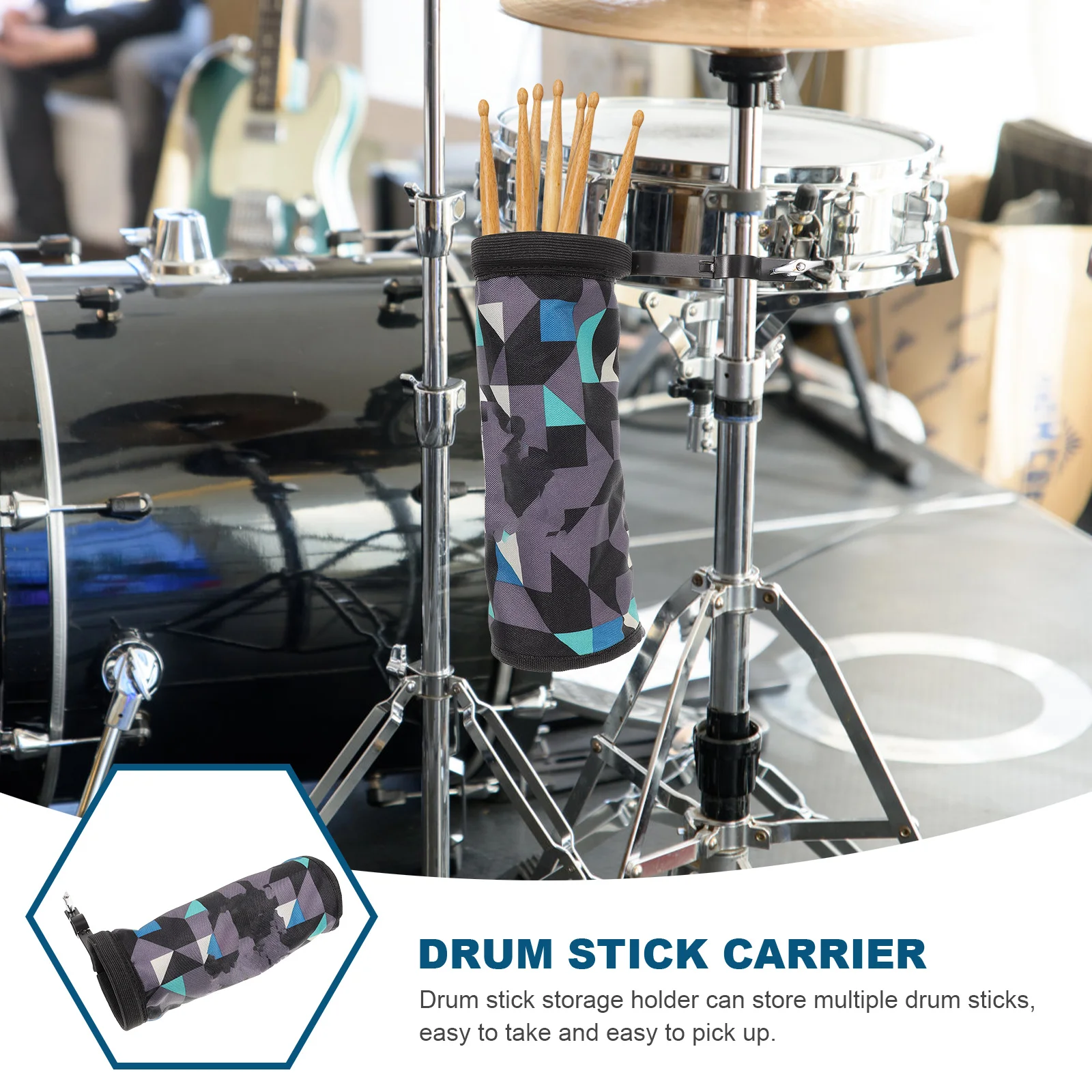 

Drumstick Holder Bag For Drum Set Thick Cloth Fastening Storage Container Durable Wear Resistant Easy Carry Multiple Drum Sticks