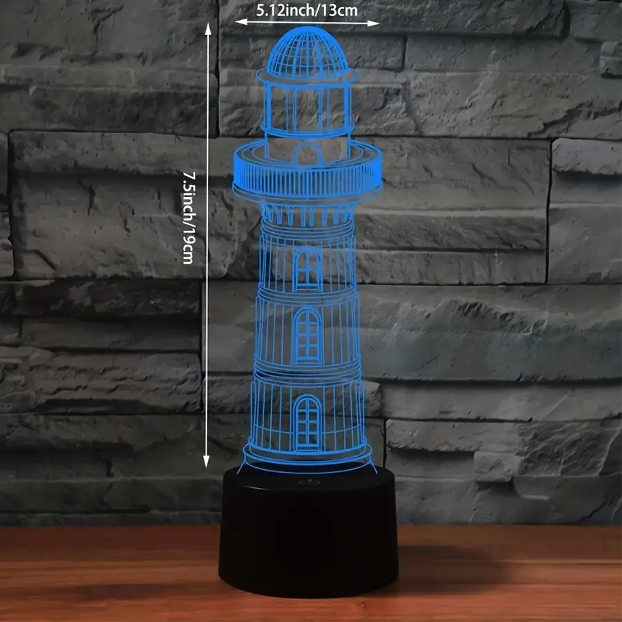 Creative 3D Night Light Lighthouse Desktop Bedroom Atmosphere Decoration Light 7 Color LED Table Lamp Home Decor Friends Gift