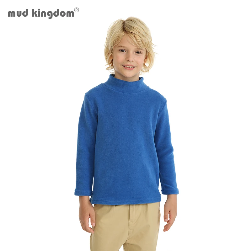 Mudkingdom camicie in pile per bambini Warm Boys Girls dolcevita t-shirt Solid manica lunga Pullover termico top autunno inverno vestiti