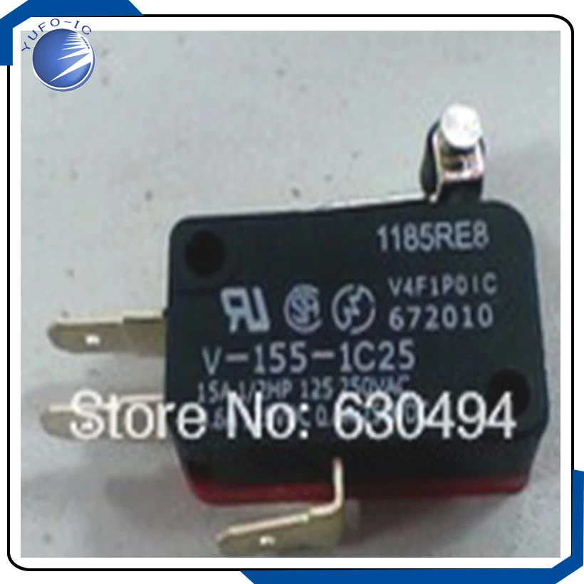 Free shipping 100PCS high quality Micro Limit Switch with Roller Lever V-155-1C25 15A 125/250VAC