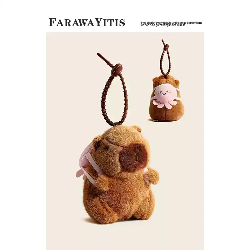 ผึ้งน่ารัก Capybara Plush จําลอง Capibara อะนิเมะ Fluffty ของเล่นน่ารักแหวนตุ๊กตาตุ๊กตาสัตว์ตุ๊กตา Plush คริสต์มาสของขวัญ