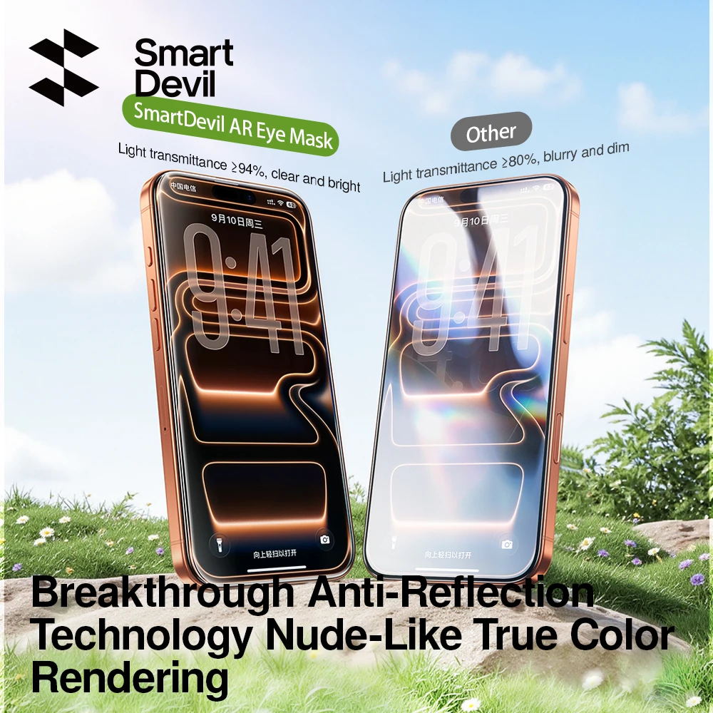 SmartDevil Folia Ochronna z Powłoką Antyrefleksyjną ze Szkła Hartowanego do iPhone 17 Pro Max 17 Pro, Ochrona Oczu, Folia AR do iPhone Air 16 Pro — zdjęcie produktu 3