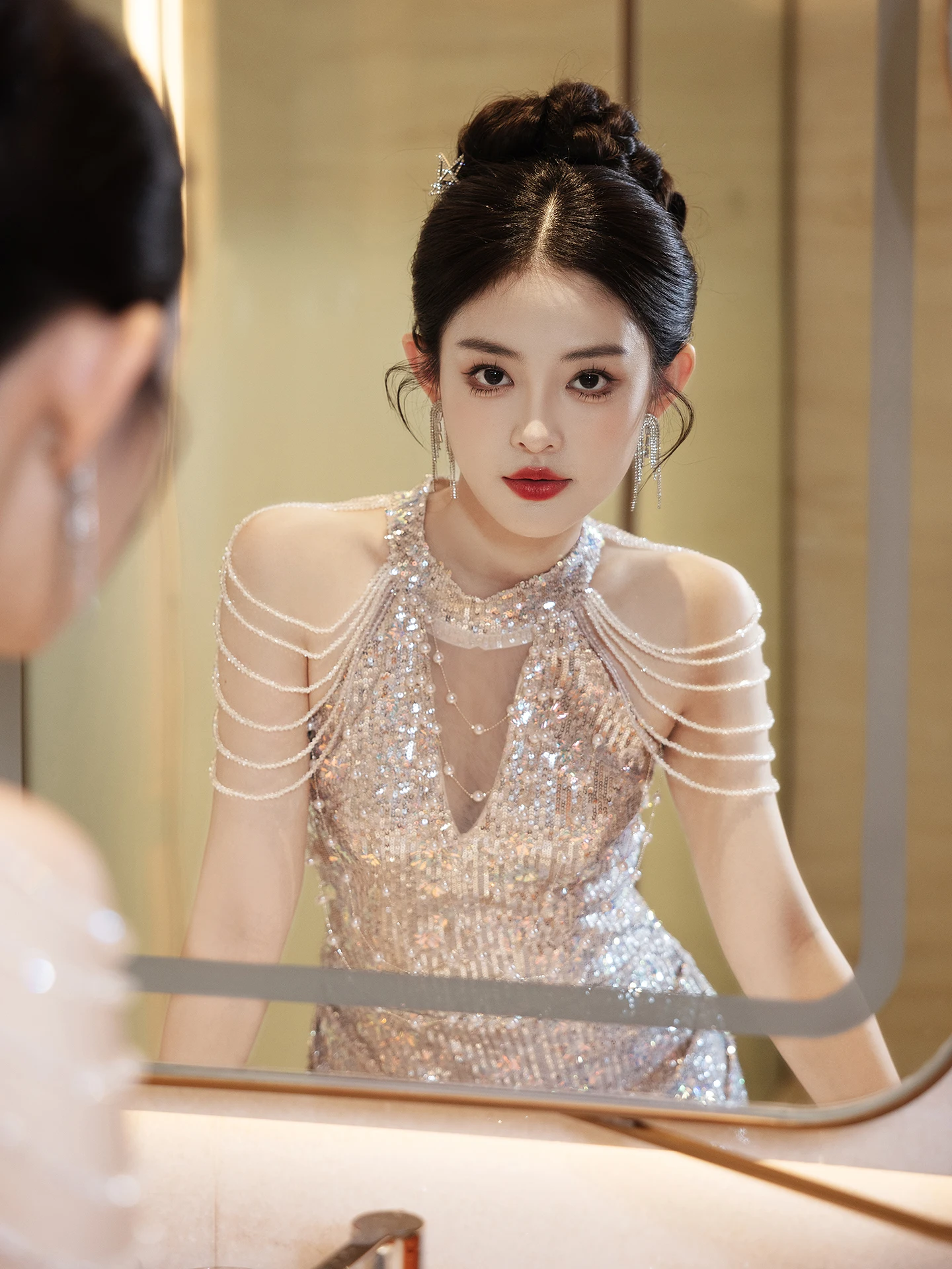 

Вечернее платье Ele Fi Tail для женщин: на день рождения, свадьбу, на заказ, класса люкс, корейский стиль, с пайетками, средняя талия