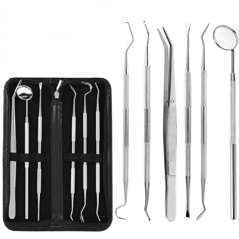 5/6/8Pcs Stainless Steel Dental ToolMirror Sickle Tarter Tooth Cleaning Kit Dentist Scraper Tools Calculus Set Oral Care Tools