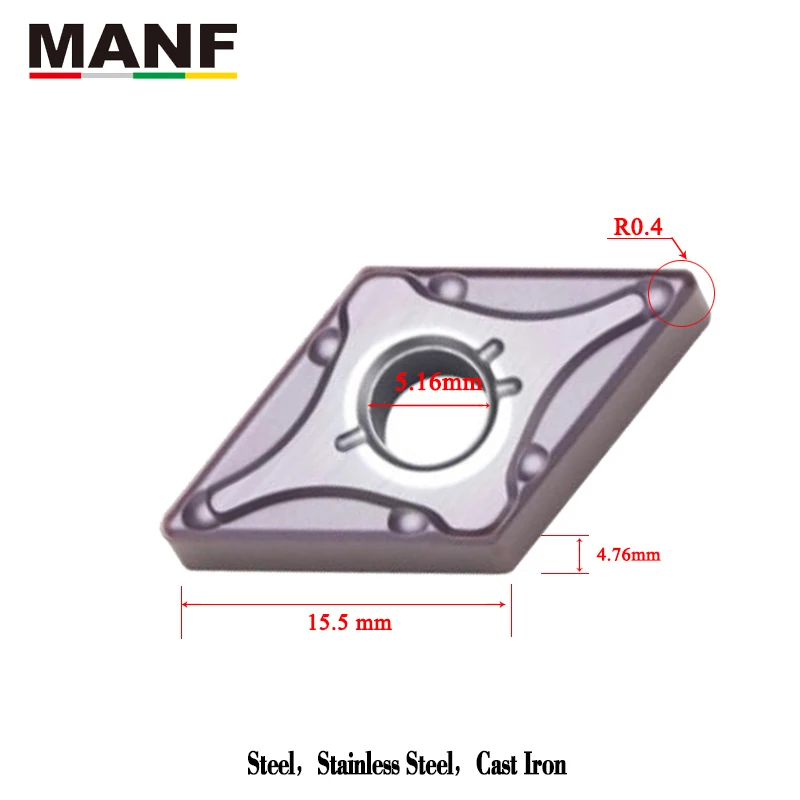Инструмент для токарной обработки MANF, твердосплавные вставки DNMG150404, DNMG150408, cvd, pvd, для стали MDJNR2020K15, MDJNR2525K15