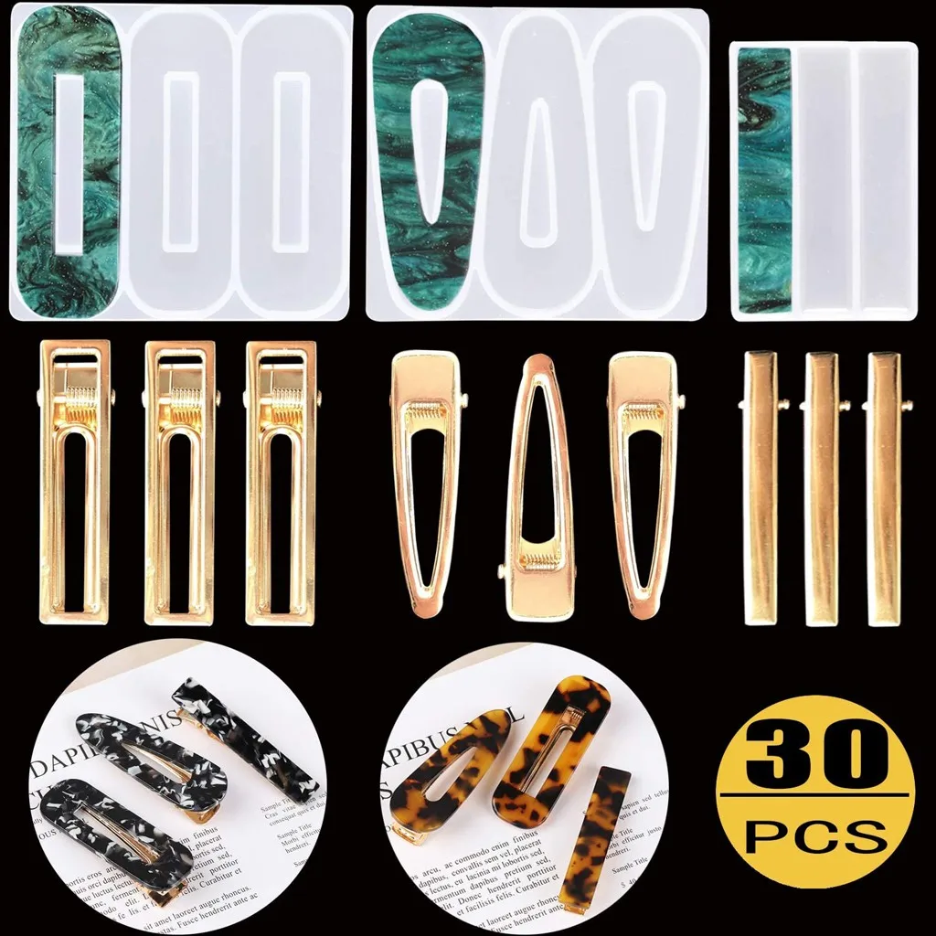 

Extra Large Clips for Thick Hair Molds Pin Clip Jewelry Making Pendant 30PC Hair Casting DIY Hair Silicone Home Hair Mini Clips