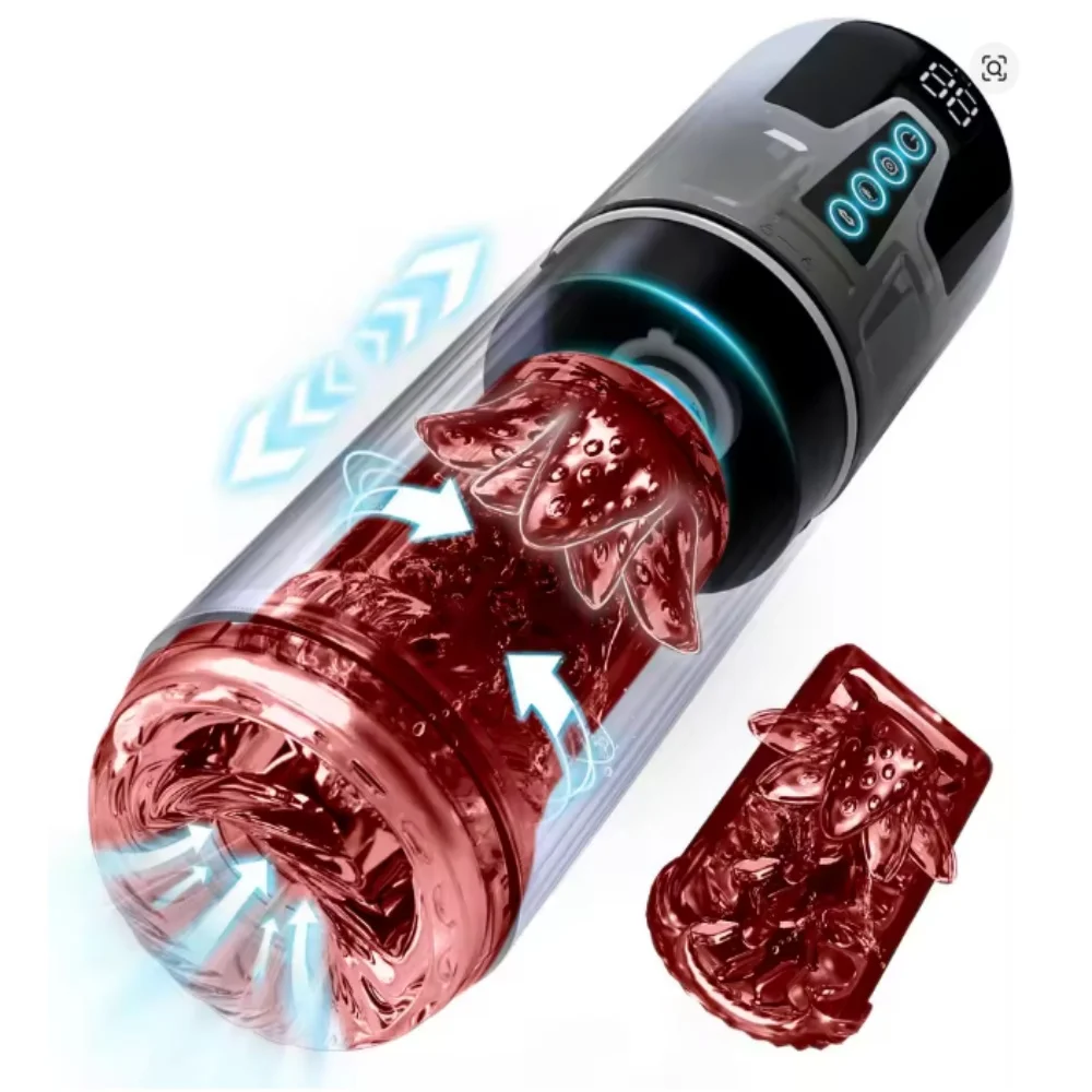 Upgrade elektrische automatische kunstkut-penispomp met 7 zuigen 7 stuwende roterende vibratormodi pijpbeurt seksspeeltjes voor