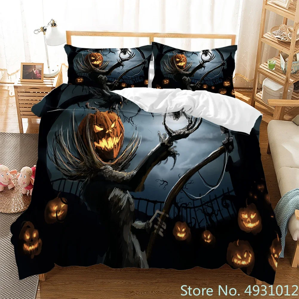 Cozy Bedding Set Happy Halloween Ghost Pumpkin Witch 3D Duvet Cover for Child Kids Teens Adult Home Textile Quilt Cover