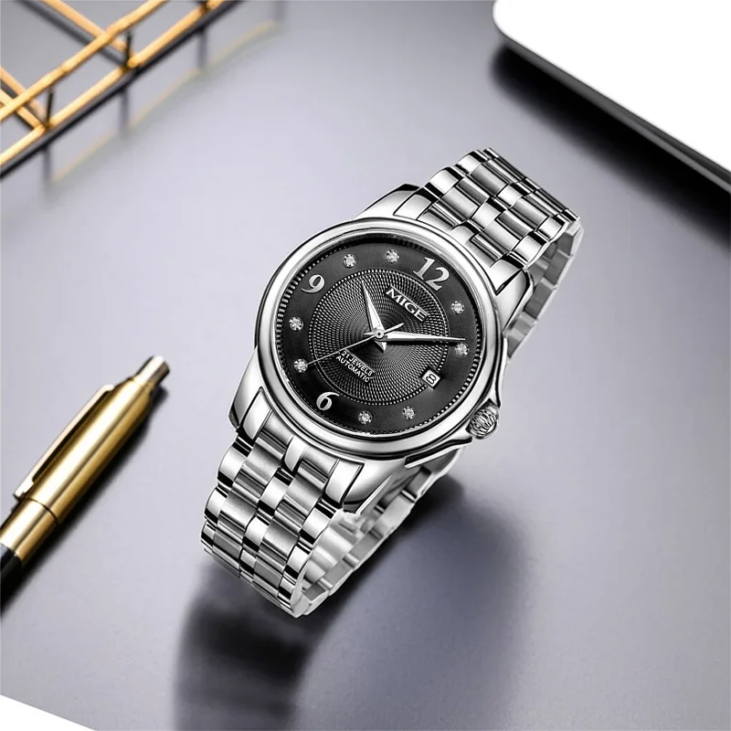 

MIGE Original MIYOTA Men's Watches Mechanical Automatic Watch Waterproof Luxury Luminous Calendar Wristwatch Stainless Steel