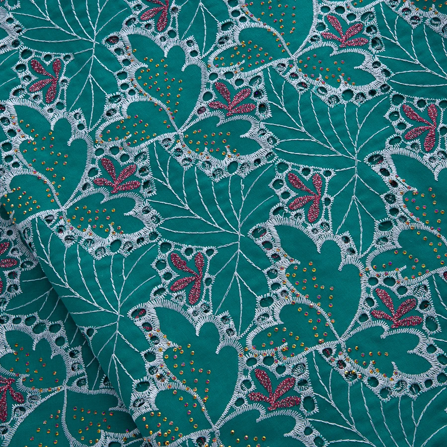 African Cotton Lace Fabric With Rhinestones Nigerian Swiss Voile Lace Fabric In Switzerland for Women Party Dresses 5yardsTY4782