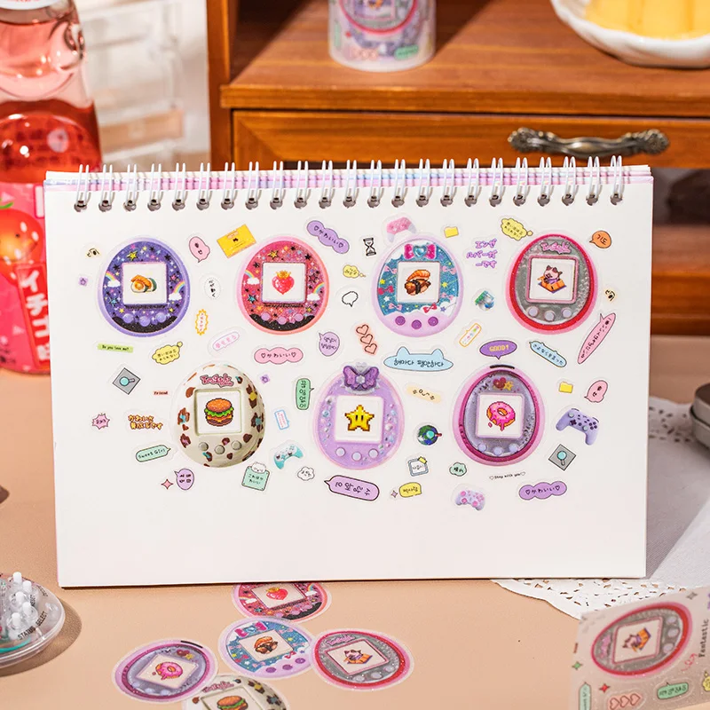 4Style 200cm/Roll Time Shuttle Glitter Sand PET Die Cut Tape Creative DIY Handbook Scrapbook Phone Case Card Decorative