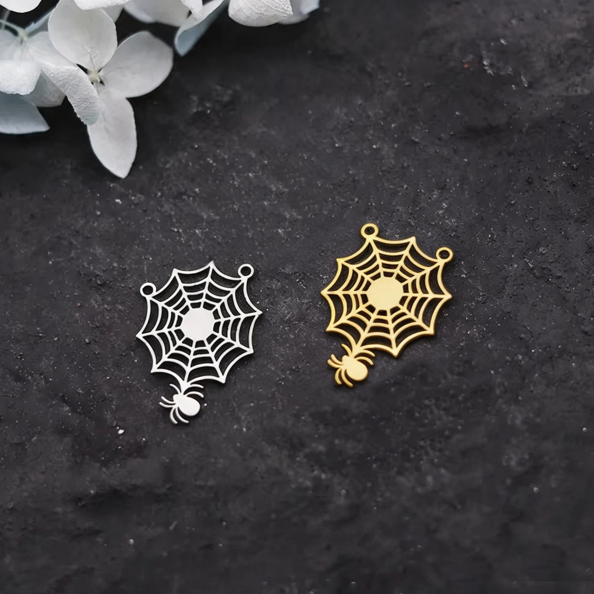 3pcs Spider Web Charms Stainless Steel Insect Pendant Connector for DIY Jewelry Making Necklace Bracelet Findings Wholesale