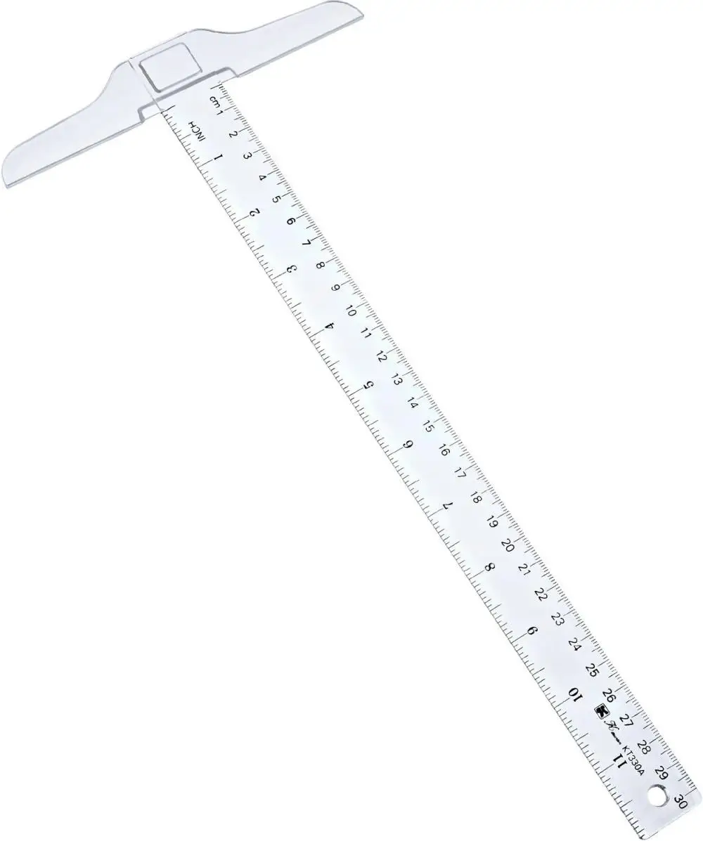 

12 Inch/ 30 cm Junior T-Square Plastic Transparent T-Ruler for Drafting and General Layout Work 1pcs