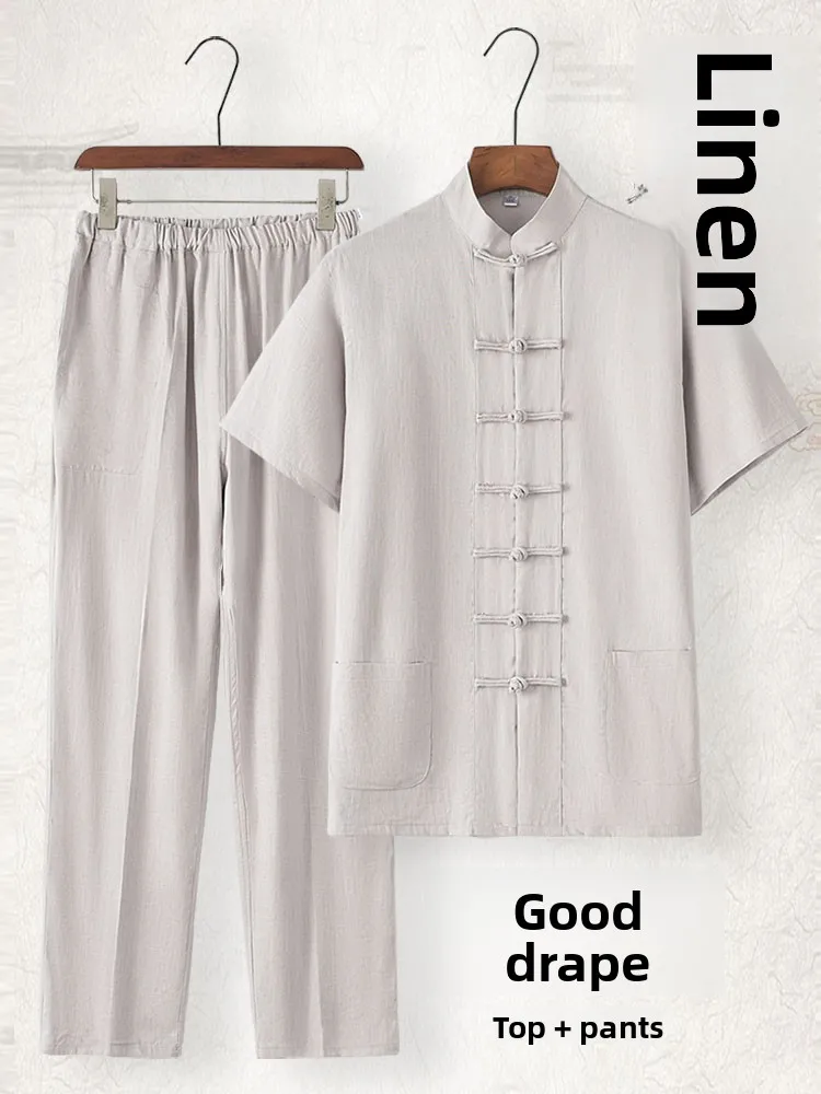 men's-summer-short-sleeve-cotton-linen-set-dad-casual-wear-grandpa-chinese-style-robe-middle-aged-comfortable-breathable