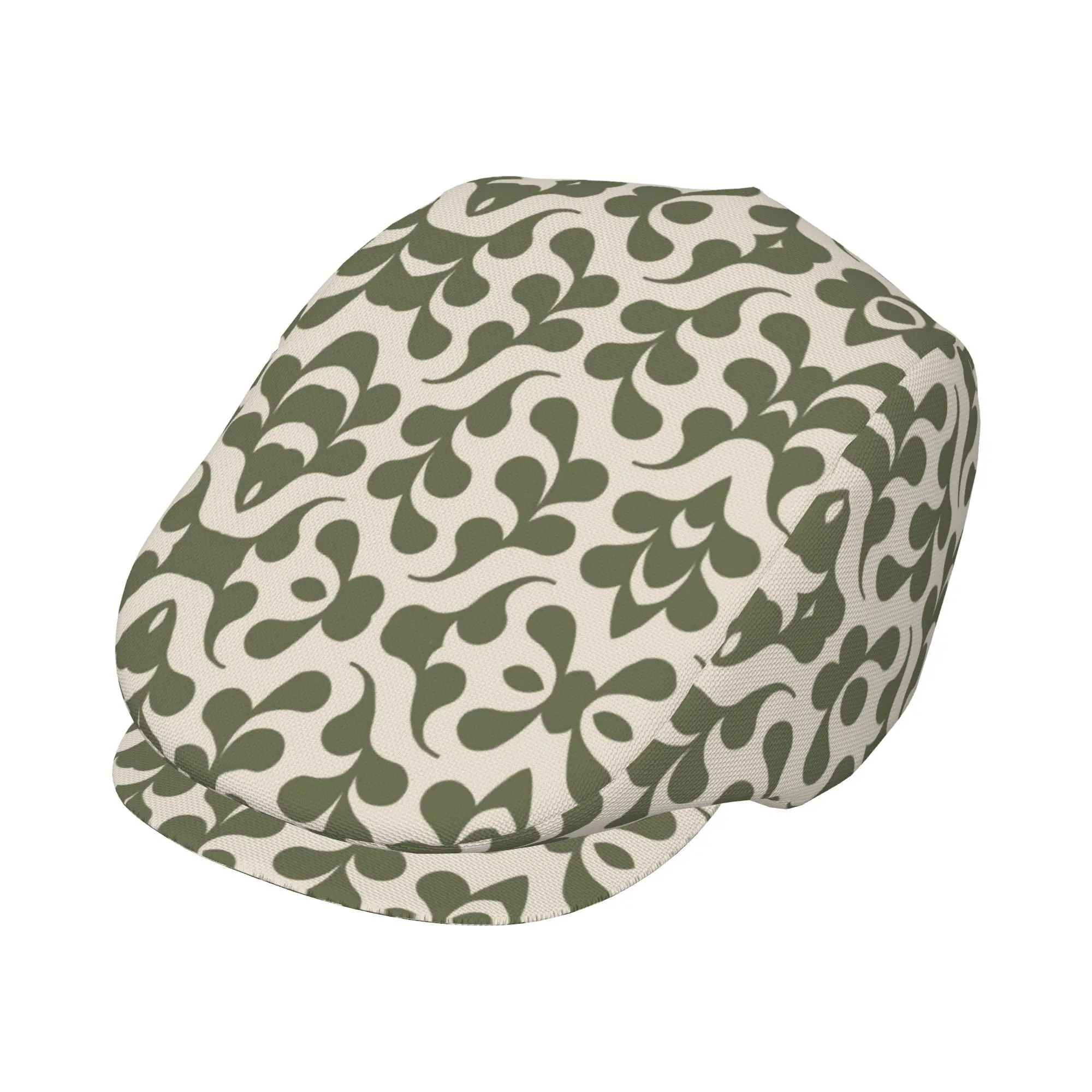 1pc Olive Green Shapes Fully Printed Men And Women Adjustable Flat Cap Newsboy Beret Ivy Cap Irish Cabbie Forward Caps Gatsby