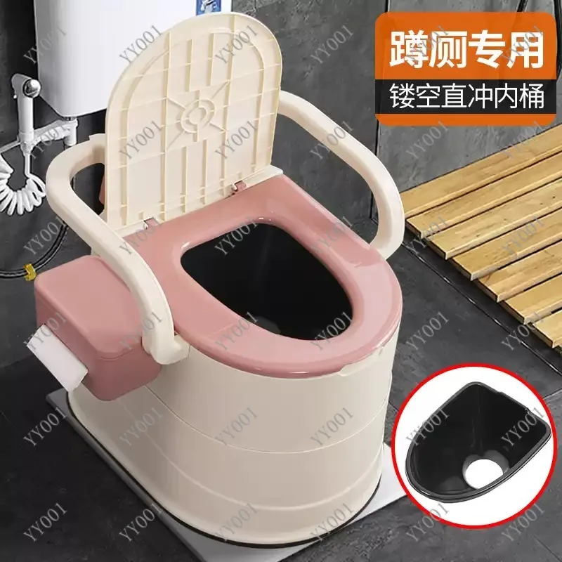 Portable Toilet with Lid & Back Support for Camping RV Travel Bathroom Bedroom