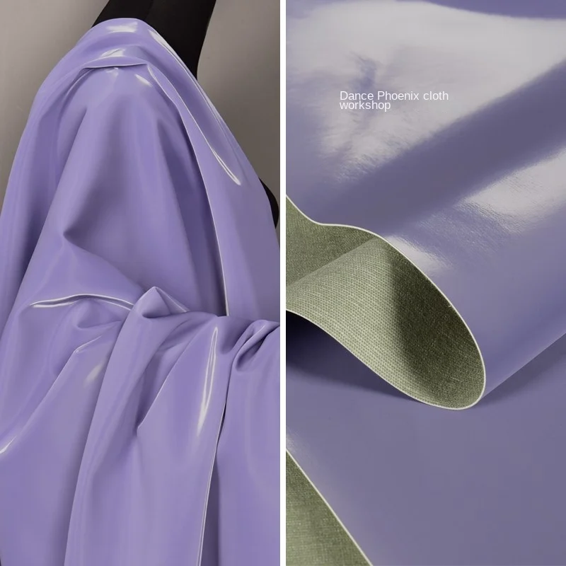 Leather Fabric Thick Non Elastic Glossy Light Purple Silk Smooth Soft Cloth Apparel Sewing By Meters Diy Material