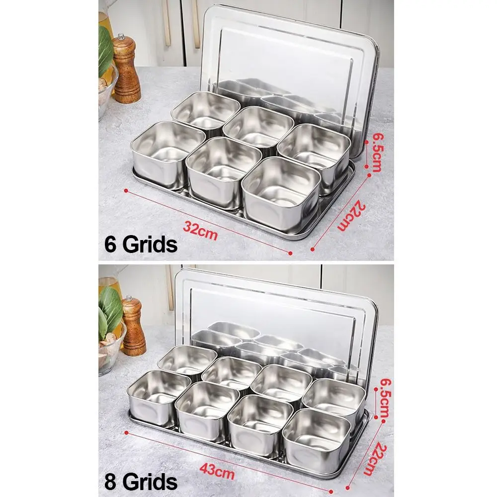 صندوق توابل متين 6/8 شبكات، صندوق تخزين مستطيل مقاوم للصدأ، حاوية طعام من الفولاذ المقاوم للصدأ