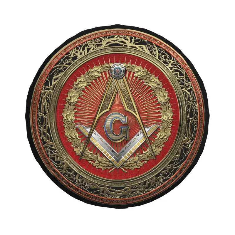 Custom Freemason Logo Spare Tire Cover for Toyota Land Cruiser Prado Jeep RV SUV Camper Masonic Mason Car Wheel Protector Covers