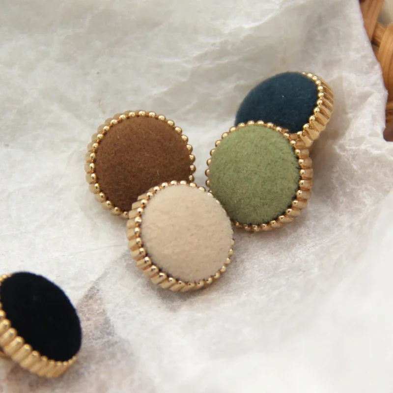 HENGC 13mm Small Metal Shank Fabric Buttons For Clothes Women Winter Blouse Coat Sweater Decorative Sewing Accessories Wholesale image 2