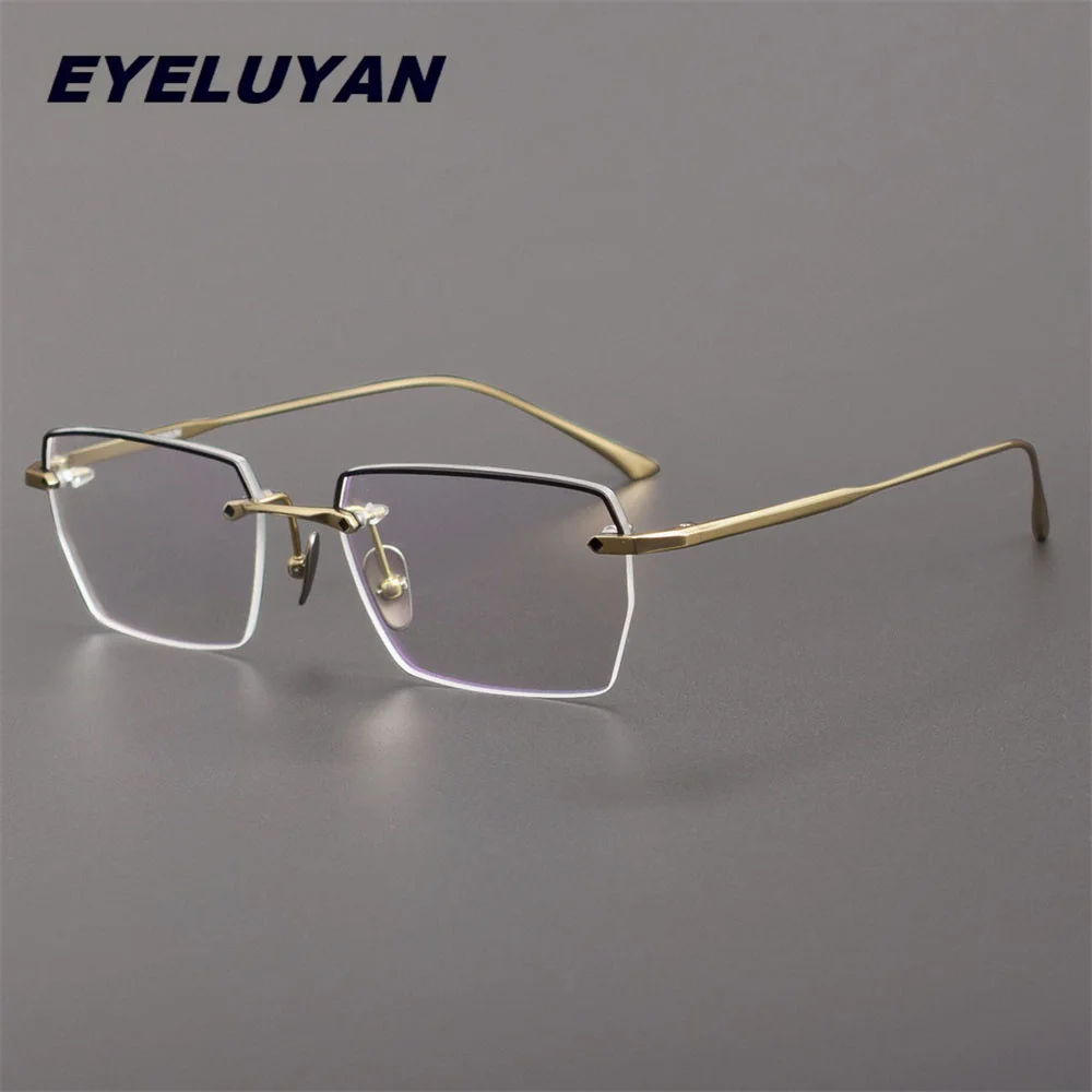 

Eyeluyan High-quality Pure Titanium Semi Rimless Glasses Men Square Prescription Eyeglass Frames 181115