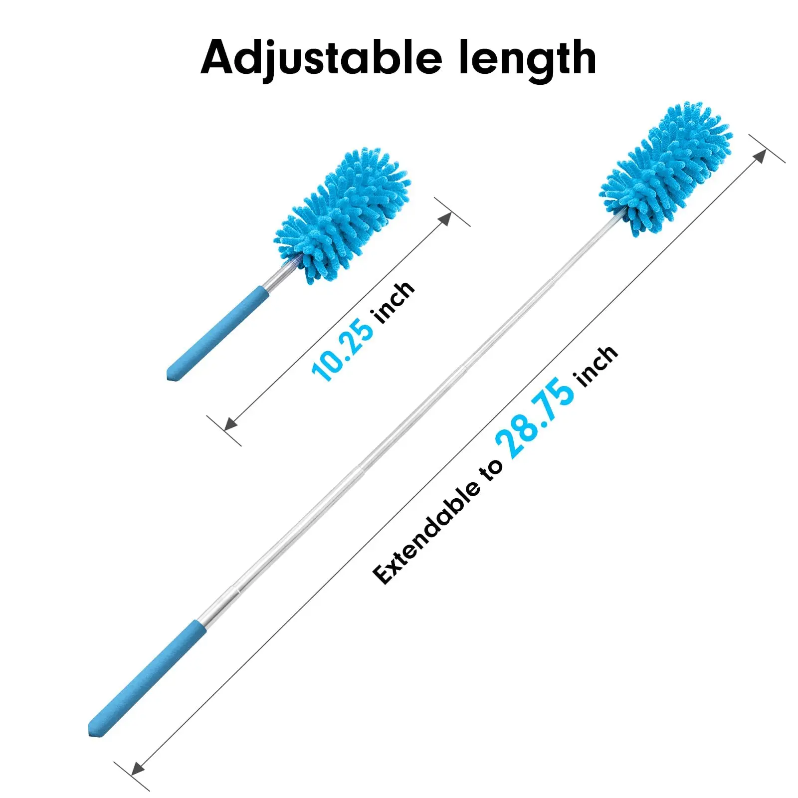 Microfibra espanador para limpeza, mão lavável espanadores, extensível pólo, destacável limpeza escova ferramenta