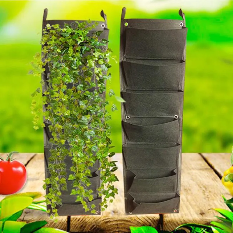4 7 9 Pockets Green Plant Wall Hanging Grow Bags Growing Pots Vertical Garden Vegetable Flower Planter Growth Fabric Bags A3