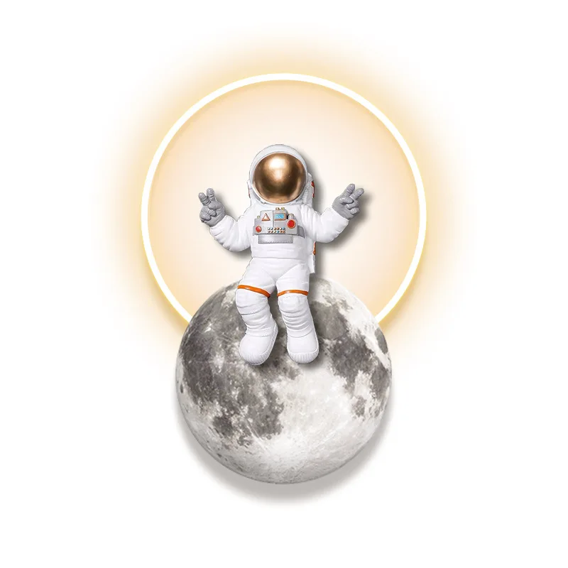 

Science fiction modern corridor aisle decorative painting ins ambient light mural painting moon astronaut porch light luxury