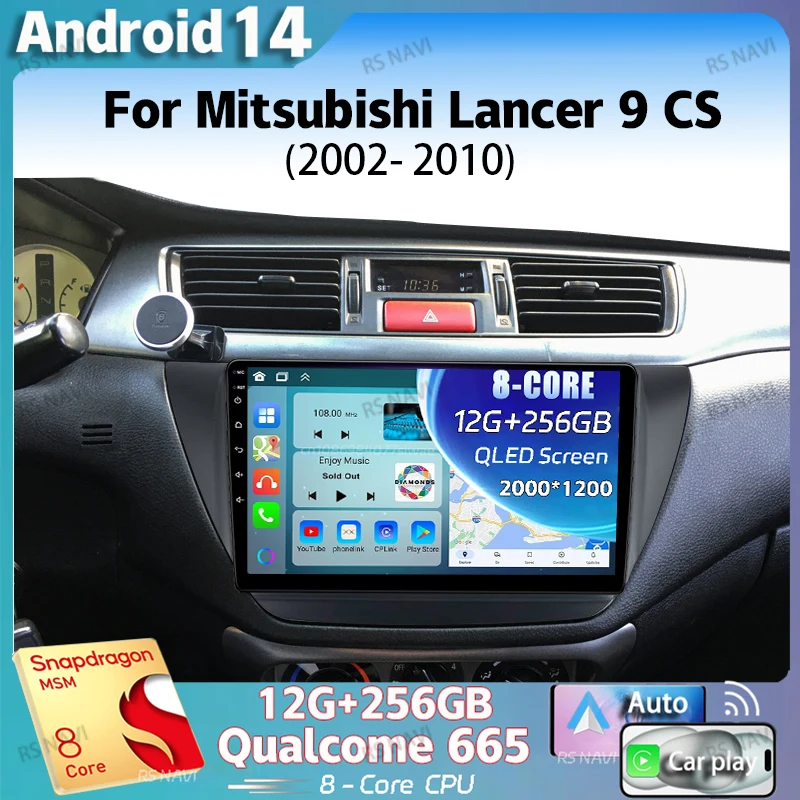 

Android 14 For Mitsubishi Lancer 9 CS 2000 2003 2004-2010 2K QLED Stereo Car Radio Multimedia Video Player GPS 4G CarPlay