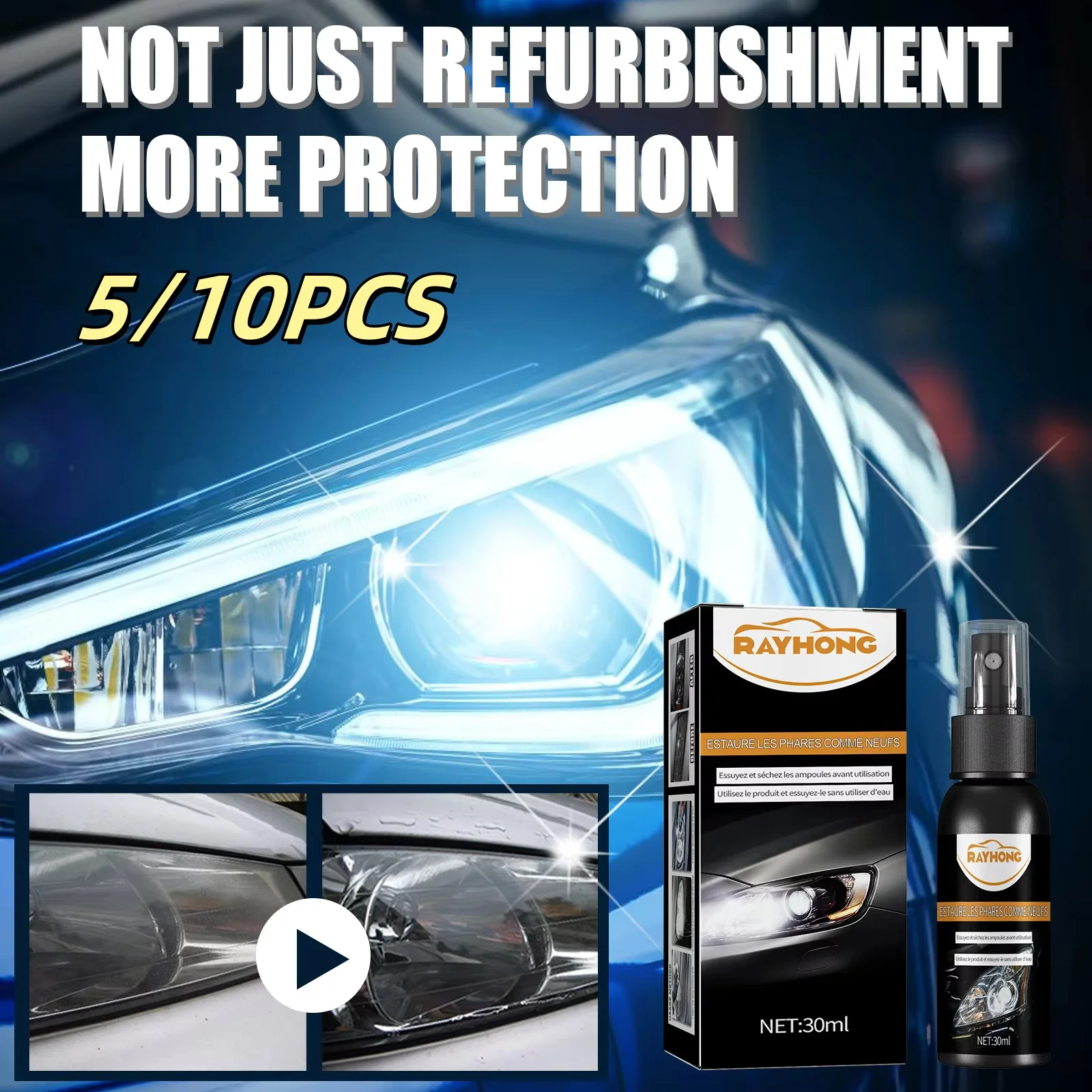 Car Headlight Restoration Polishing Kits Headlamp Scratch Remover Repair Cleaning Paste Remove Oxidation Headlight Polish Liquid