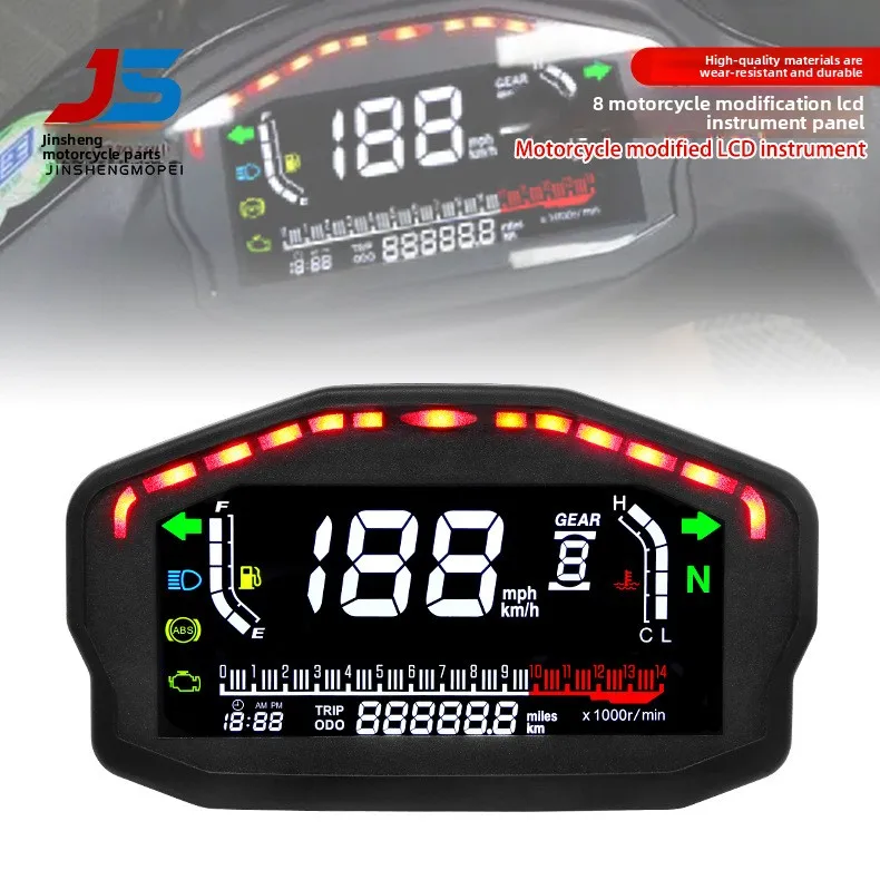 

Модифицированный ЖК-счетчик для мотоцикла, счетчик Ducati, скорость, температура воды, счетчик масла, пробег, счетчик масла 12 В
