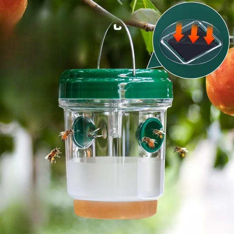 Solar Powered Wasp Trap Bee Catcher Hanging Insect Trap for Orchard Garden Farm Outdoor Use Effective Fly Fruit Hornet