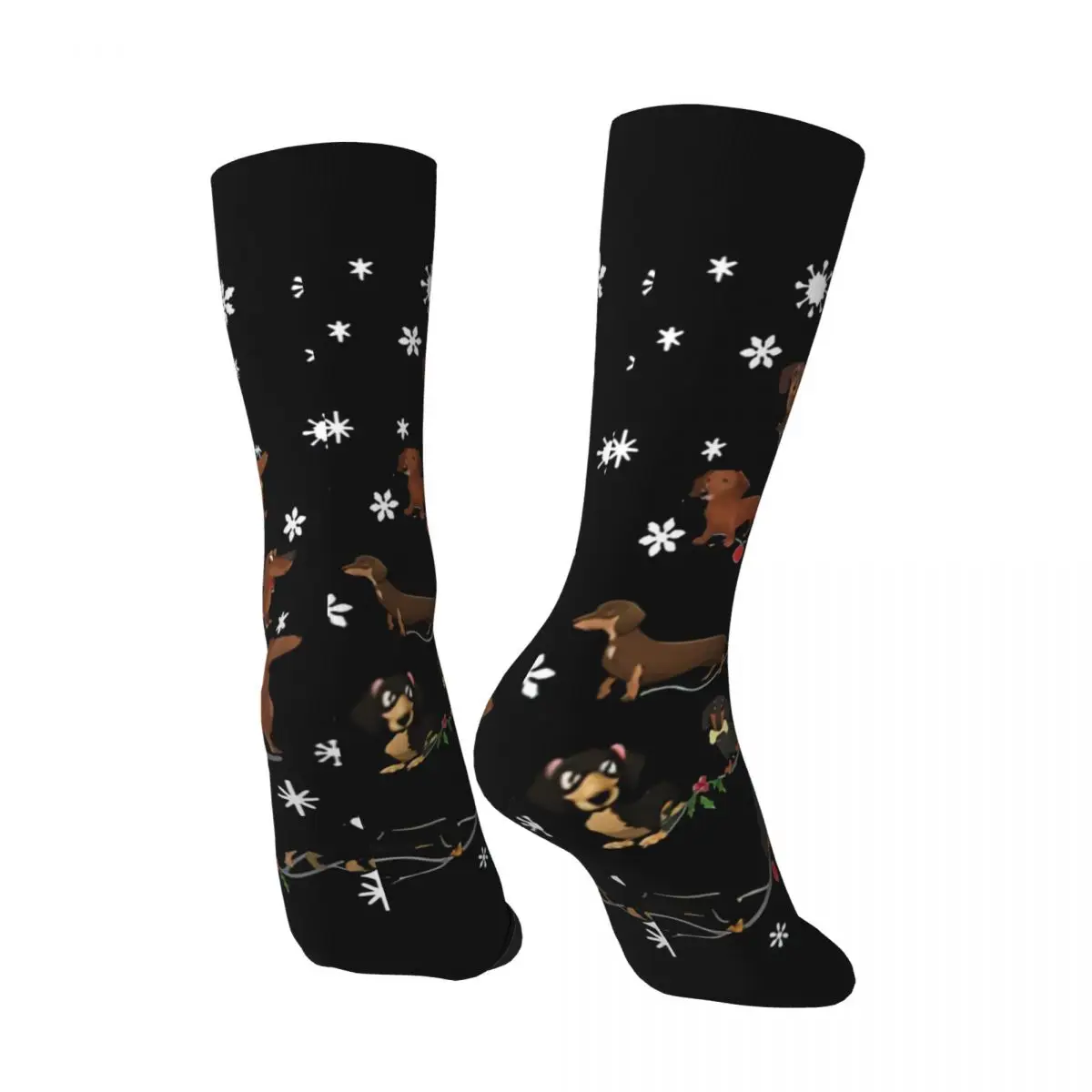 Dachshund Merry Christmas Tree Men's Socks Retro Harajuku Sausage Dogs Street Style Novelty Seamless Crew Sock