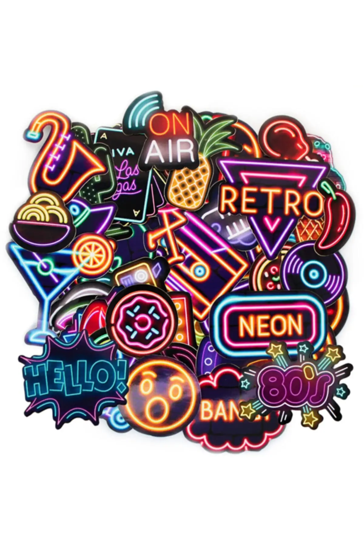 50 pcs Neon Light Sticker Laptop Helmet Skateboard Decal