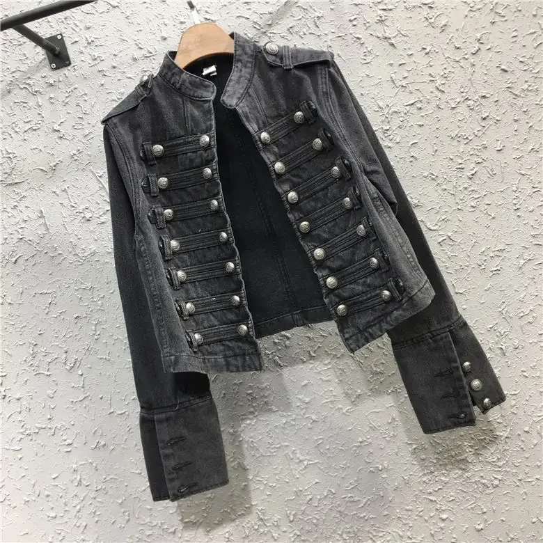 

Heavy Industry Punk Short Jacket Women's Tide New Thin Stand-up Collar Long-sleeved Denim Jacket Top Comfortable