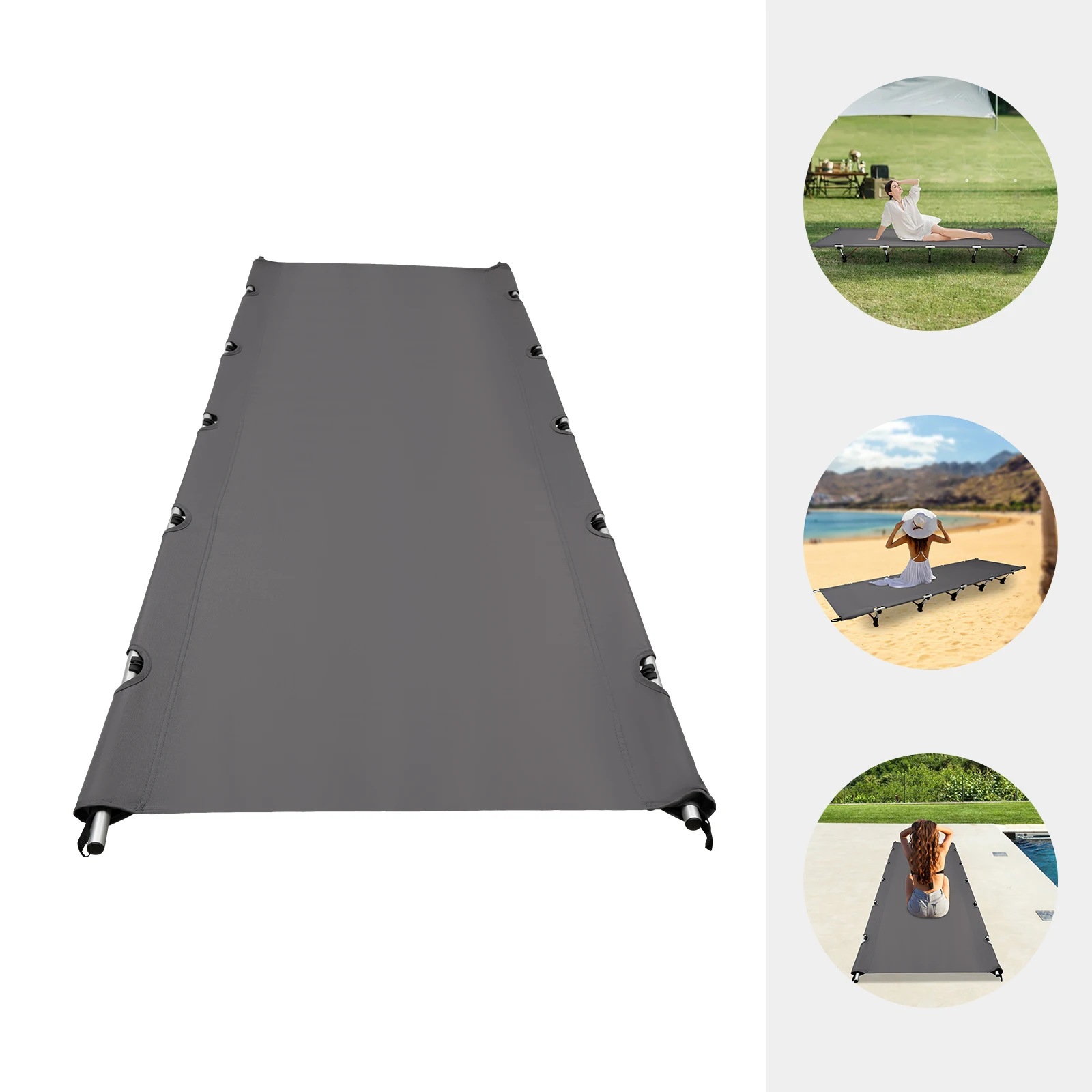 Foldable Camping Cot with Carrying Bag Outdoor Ultra Light Aluminum Alloy Portable Folding Bed 330LBS Bearing Weight