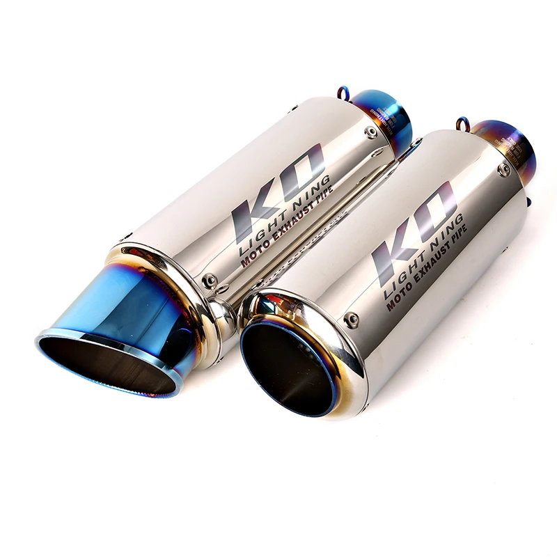 

Light Blue Universal 51-60mm Motorcycle Exhaust Muffler Pipe ATV Escape Removable DB Killer Exhaust Tail Stainless Steel