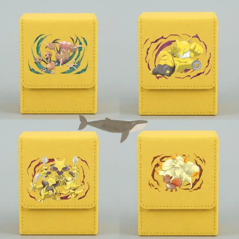 Estuche para Tarjetas de Anime con Diseño de Growlithe, Hypno, Alakazam y Ninetales, Caja de Almacenamiento de Cuero para Figuras de Acción y Colección de Juegos de Anime