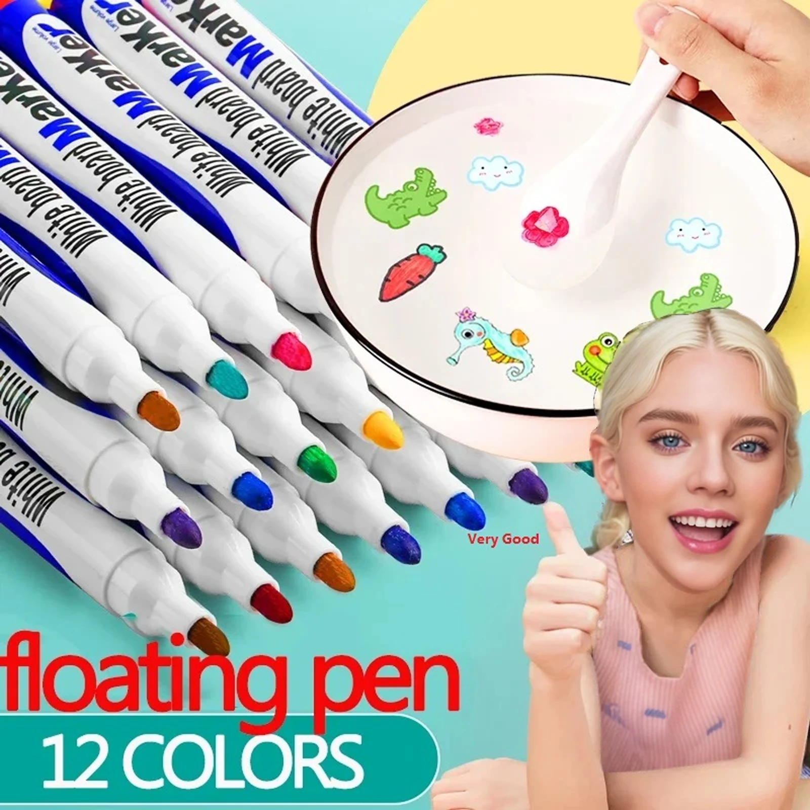 12 Colors Magical Water Floating Student Painting Brush Whiteboard Markers Pen Suspension Kids Educational Painting Pen Toys