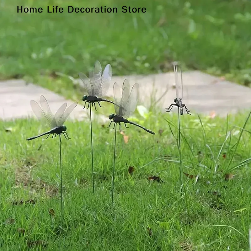 2/4pcs Outdoor Mosquito Repellent Simulation Stick Dragonfly Rope Dragonfly Repellent Artifact Dragonfly Stakes Yard Plant Lawn