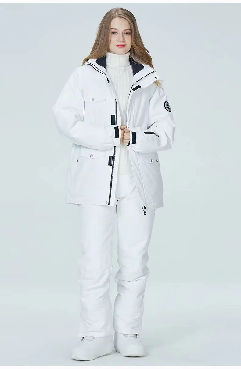 Veste de ski imperméable épaissie coupe-vent pour homme et femme, ensemble de ski alpin, pantalon chaud, document solide, hiver, 506