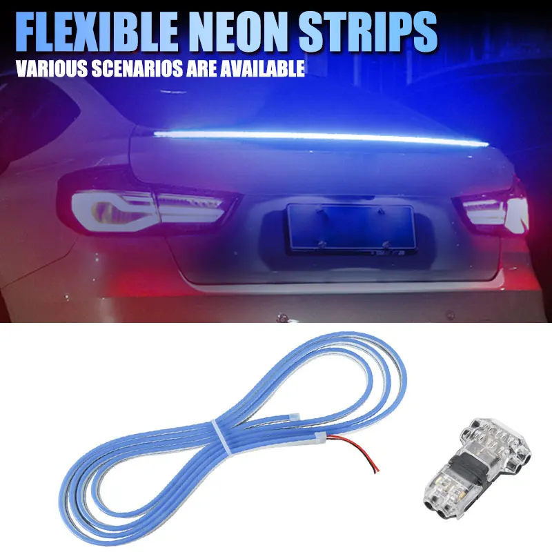 

5 м автомобильная декоративная полоса заднего фонаря с аксессуарами, светодиодная гибкая полоса для Tesla Model Y, красочная неоновая силиконовая полоса света