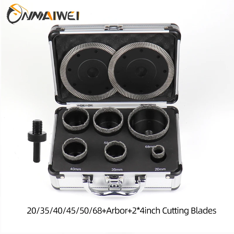 7pcs 20-68mm 앵글 그라인더 비트 톱 블레이드 다이아몬드 구멍 톱 건식 진공 브레이징 드릴링 코어 비트 도자기 타일 대리석 세트