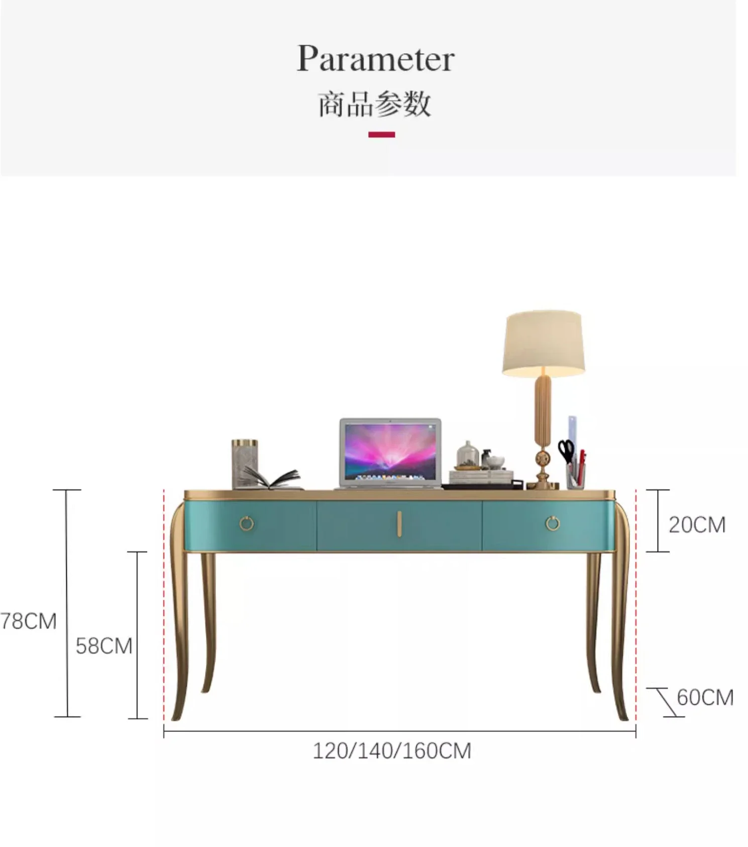 yj9American light luxury solid wood desk modern simple champagne paint home computer desk