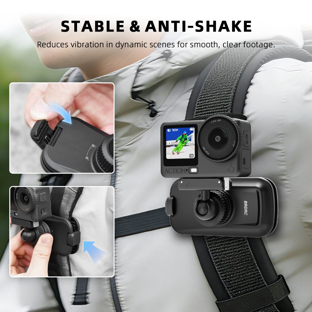Flymile Magnetischer Rucksack-Clip Schnellverschluss-Klemmplatte für DJI Action 6 Action 5 Pro/Insta360 X6 X5 Ace Pro/Gopro Zubehör – Detail 9