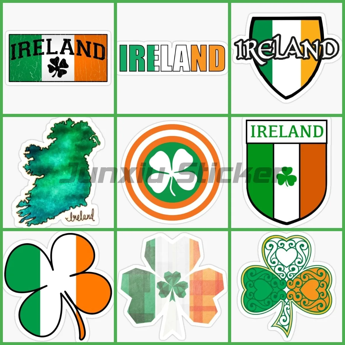 Creative Ireland Irish Flag Map Four Leaf Clover Stickers Wall Room Decoration Accessories Laptop Moto Truck Window Car Decal