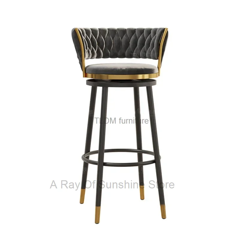 

Nordic Luxury Bar Chairs Luxury Rotating Home Kitchen High Stool Designer Restaurant High Back Chair Modern Bar Furniture A B